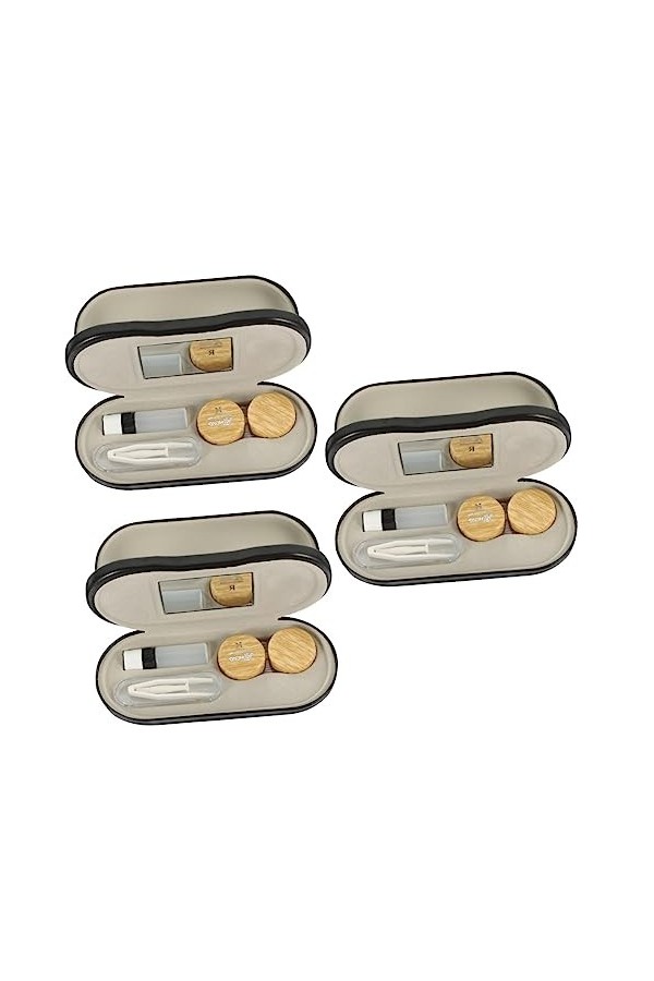 ABOOFAN 3 Ensembles Étui À Lunettes À Double Usage Pu Étui À Lunettes En Cuir Portable Boîte Voyage Deux En Un Lunettescontac