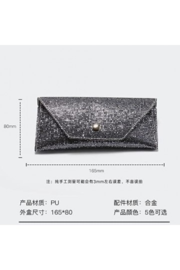 SayfuR WXYNHHD rétro doux paillettes en cuir étui à lunettes de soleil Portable unisexe en cuir lunettes de soleil Bling boît