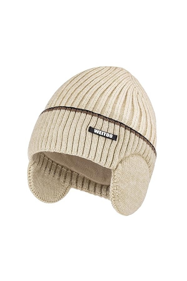 WEITOO Bonnet dhiver unisexe - Bonnet en tricot thermique - Bonnet de course pour homme et femme - Bonnet dhiver avec cache