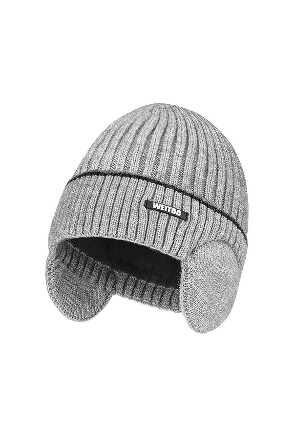 WEITOO Bonnet dhiver unisexe - Bonnet en tricot thermique - Bonnet de course pour homme et femme - Bonnet dhiver avec cache