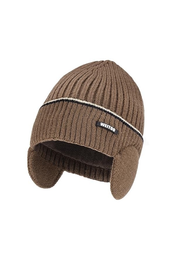 WEITOO Bonnet dhiver unisexe - Bonnet en tricot thermique - Bonnet de course pour homme et femme - Bonnet dhiver avec cache