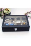 WZQZ Boîte De Rangement De Lunettes De Soleil, 8 Compartiments Lunettes Daffichage Lunettes avec Couvercle, Porte-Bijoux ave