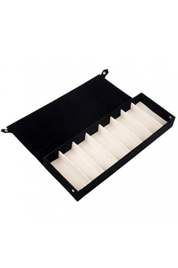 FLLXSMFC Boîte de rangement pour lunettes de soleil avec 8 compartiments en velours noir