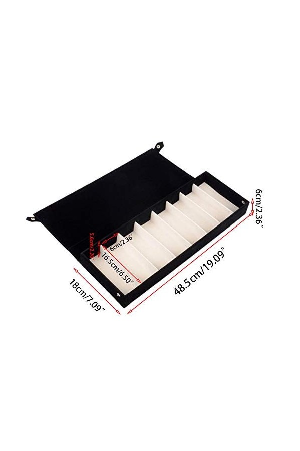 FLLXSMFC Boîte de rangement pour lunettes de soleil avec 8 compartiments en velours noir