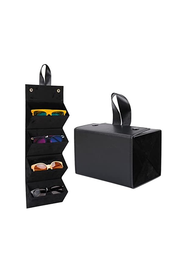 LogHog Organisateur de lunettes de soleil 4 fentes étui à lunettes de voyage pliable plusieurs paires boîte de rangement à lu