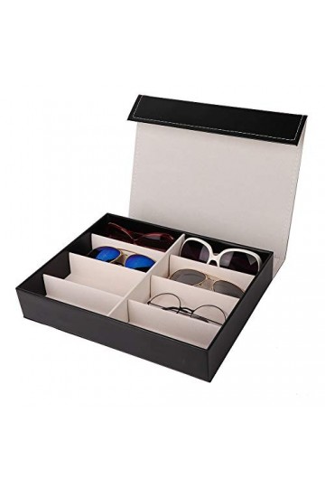 Boîte À Lunettes, Boîte À Lunettes, De Soleil Organiseur Étuis De Pour Rangement For Cuir Délicat 8 Grilles Pour Lunettes