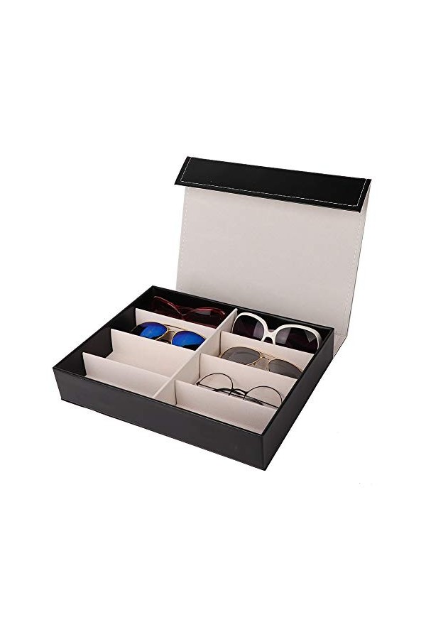 Boîte À Lunettes, Boîte À Lunettes, De Soleil Organiseur Étuis De Pour Rangement For Cuir Délicat 8 Grilles Pour Lunettes