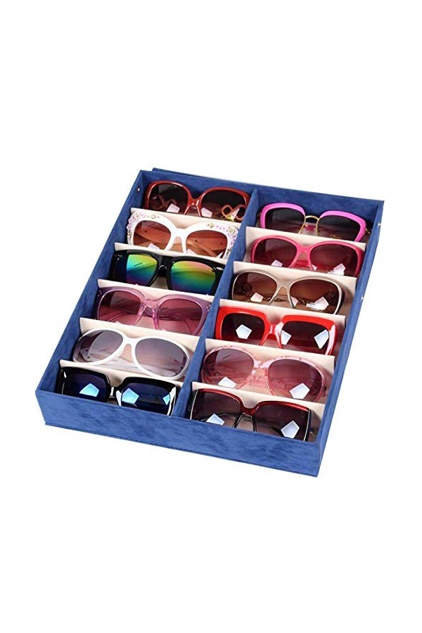 SENFEISM Boîte de Rangement pour Lunettes Boîte de Rangement pour Verres Pliable épais 12 Paires de Lunettes de Soleil Boîte 