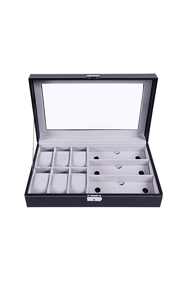 CLSMYLFB Boîte de rangement en bois pour lunettes de soleil