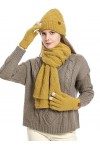 CAMLAKEE Ensemble bonnet dhiver écharpe gants pour femme Bonnet tricoté gant Chauffe-cou Femmes Kit tricot, Blanc., taille u