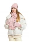 CAMLAKEE Ensemble bonnet dhiver écharpe gants pour femme Bonnet tricoté gant Chauffe-cou Femmes Kit tricot, Blanc., taille u