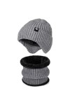 TAGVO Tricotés Ensemble Hiver Bonnet Echarpe pour Homme et Femme, Doublure Molleton Doux Bonnet tricoté Chaud Cache-Cou Exten
