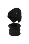 TAGVO Tricotés Ensemble Hiver Bonnet Echarpe pour Homme et Femme, Doublure Molleton Doux Bonnet tricoté Chaud Cache-Cou Exten