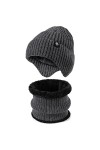 TAGVO Tricotés Ensemble Hiver Bonnet Echarpe pour Homme et Femme, Doublure Molleton Doux Bonnet tricoté Chaud Cache-Cou Exten