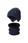 TAGVO Tricotés Ensemble Hiver Bonnet Echarpe pour Homme et Femme, Doublure Molleton Doux Bonnet tricoté Chaud Cache-Cou Exten