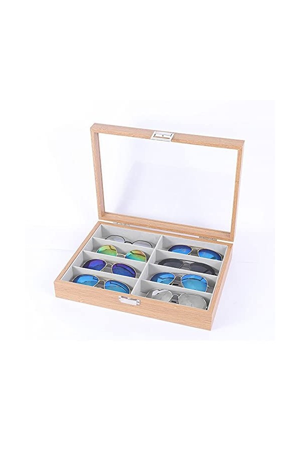 porte lunettes Cadre en bois 6/8 Grids Grey Velvet Lunettes Lunettes de soleil Platine Affichage Affichage Affichage Organisa