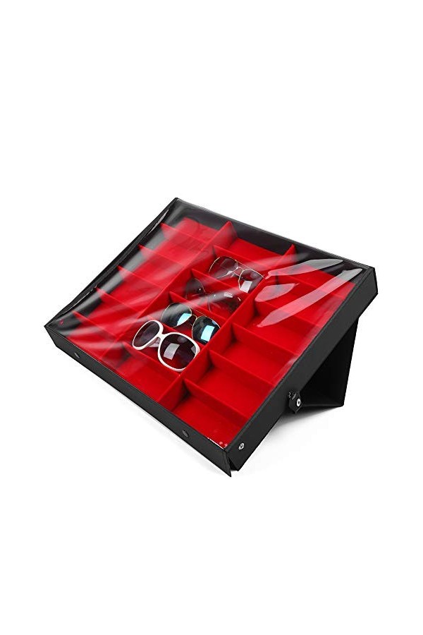 Boîte de rangement pour lunettes 18 grille, boîte organisateur de lunettes, boîte de rangement pour lunettes de soleil organi