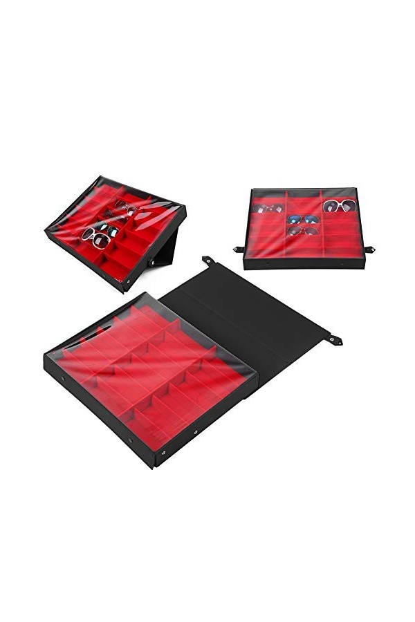Boîte de rangement pour lunettes 18 grille, boîte organisateur de lunettes, boîte de rangement pour lunettes de soleil organi