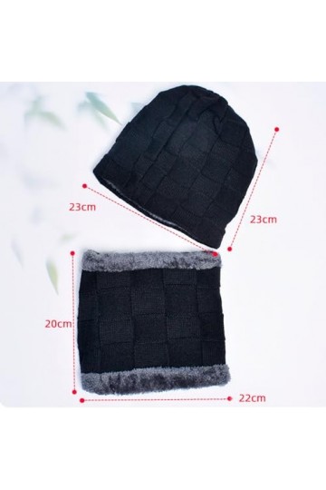 Nizirioo Ensemble de bonnet, écharpe, gants en tricot, bonnet dhiver avec écran tactile, gants boucle, ensemble dhiver comb