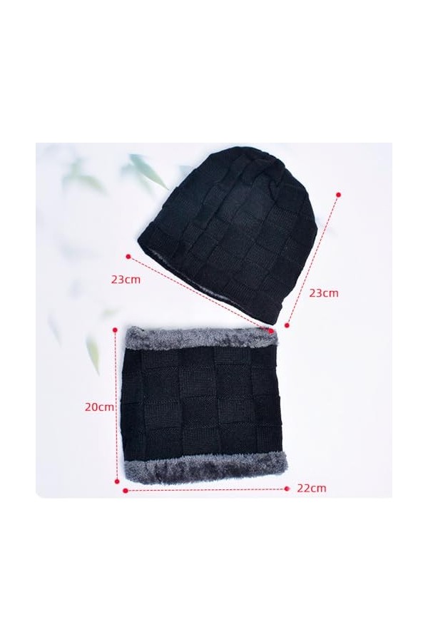 Nizirioo Ensemble de bonnet, écharpe, gants en tricot, bonnet dhiver avec écran tactile, gants boucle, ensemble dhiver comb