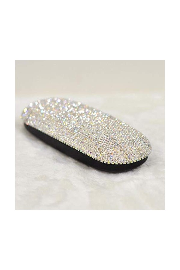 Zhenwo Verres en Strass Mousseux Cas Mignon Lunettes Main Coque Rigide Cas pour Les Femmes,Blanc