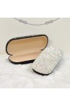 Zhenwo Verres en Strass Mousseux Cas Mignon Lunettes Main Coque Rigide Cas pour Les Femmes,Blanc