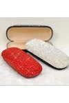 Zhenwo Verres en Strass Mousseux Cas Mignon Lunettes Main Coque Rigide Cas pour Les Femmes,Rouge