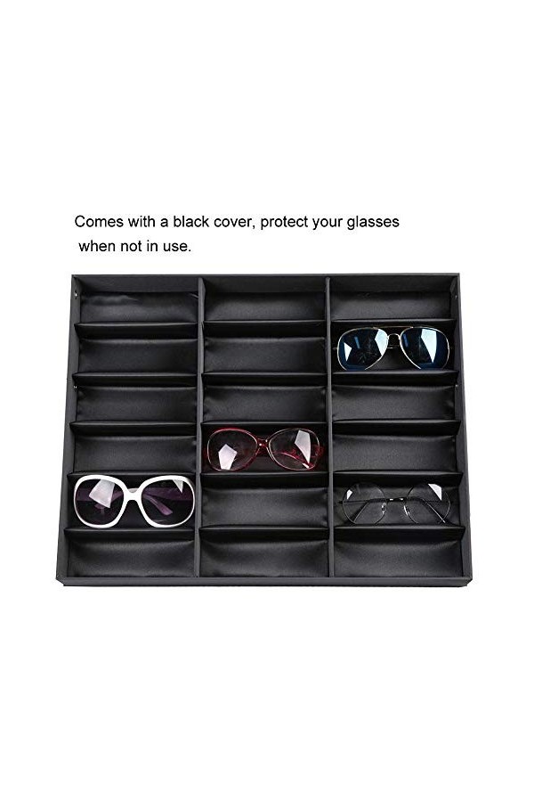 Organisateur de Lunettes de Soleil, Boite de Rangement pour Lunette de Soleil avec 18 Fentes, Présentation et Rangement Lunet