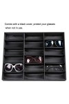 Organisateur de Lunettes de Soleil, Boite de Rangement pour Lunette de Soleil avec 18 Fentes, Présentation et Rangement Lunet