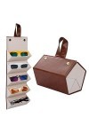 LogHog Étui de rangement portable en cuir souple et semi-rigide pour lunettes de soleil Marron/noir pour homme et femme Z-5 