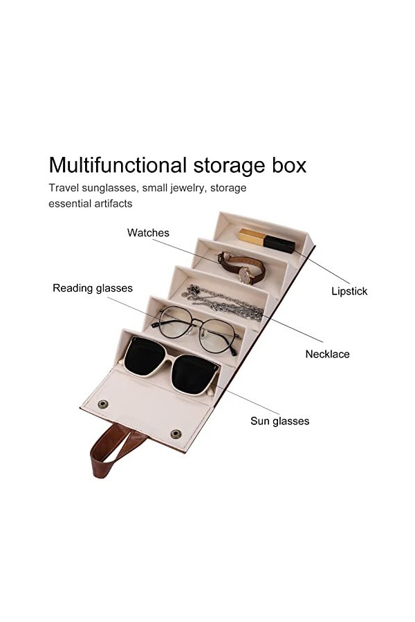 LogHog Étui de rangement portable en cuir souple et semi-rigide pour lunettes de soleil Marron/noir pour homme et femme Z-5 