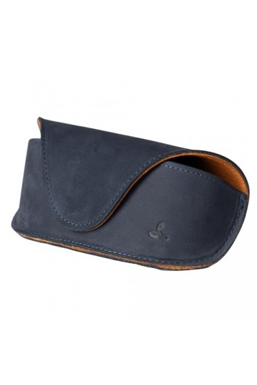 Snakehive Étui à lunettes rigide en cuir véritable pour homme et femme - Pochette à lunettes de lecture, bleu marine, taille 
