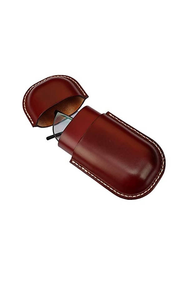 Fanyixuan Étui à lunettes en cuir de vache vintage pour homme et femme pour myopie, lunettes de soleil, lunettes de voyage, b