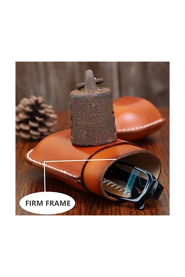 Fanyixuan Étui à lunettes en cuir de vache vintage pour homme et femme pour myopie, lunettes de soleil, lunettes de voyage, b