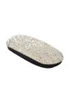 Étui à lunettes strass étincelante boîte à lunettes coquille dure à la main mignonne pour les femmes, blanc