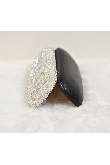 Étui à lunettes strass étincelante boîte à lunettes coquille dure à la main mignonne pour les femmes, blanc