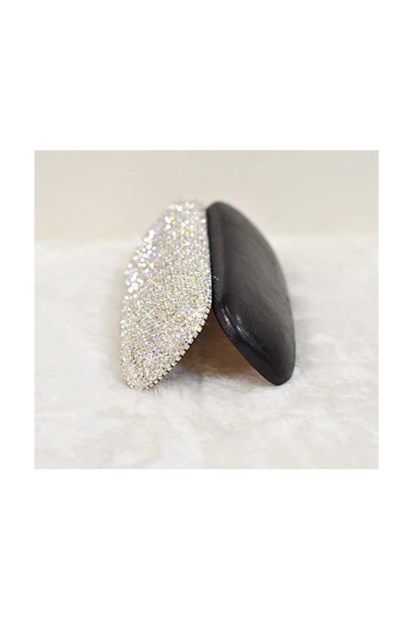 Étui à lunettes strass étincelante boîte à lunettes coquille dure à la main mignonne pour les femmes, blanc