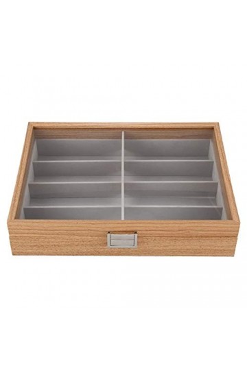CLSMYLFB Boîte de rangement en bois pour lunettes de soleil avec 8 compartiments