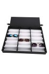 Boîte de rangement pour lunettes 18 grilles de lunettes avec bouton à bouton pression pour lunettes de soleil pour femme et h