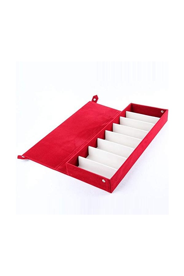 CLSMYLFB Boîte de rangement pour lunettes de soleil 8 compartiments en velours rouge