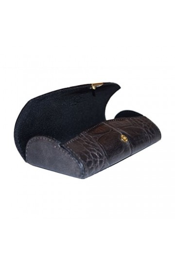 NASENFAHRRAD24 Étui élégant avec bouton pression noir - Cuir véritable - Étui à lunettes