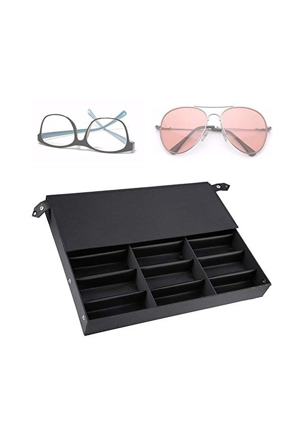 18 grilles étui de rangement pour lunettes, boîte daffichage pour lunettes organisateur de lunettes Présentoir pour présento