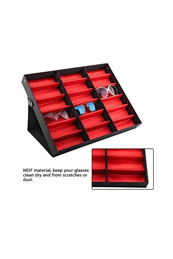 18 grilles étui de rangement pour lunettes, boîte daffichage pour lunettes organisateur de lunettes Présentoir pour présento