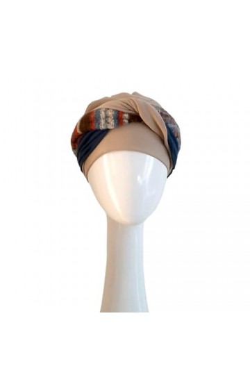 Carebell Elegance Nordic Turban oncologique en bambou et coton pour chimiothérapie ou alopécie, beige, Taille Unique