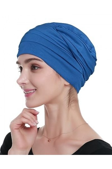 Alnorm Bandeau chimio en bambou pour patients atteints de cancer chaud, bleu, taille unique