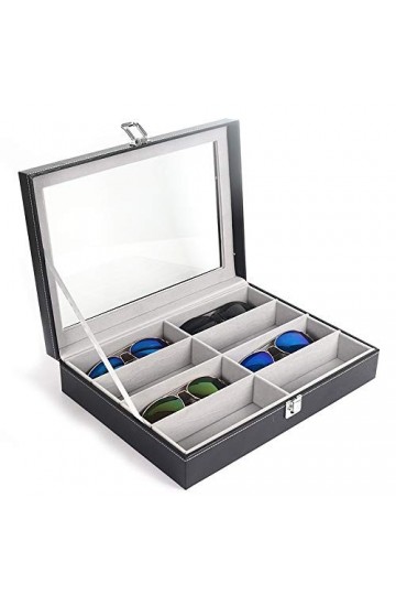 JTRHD Boîte de Rangement pour Lunettes Boîte de Rangement de Lunettes de Soleil en Cuir à 8 Couches pour Lunettes Lunettes C
