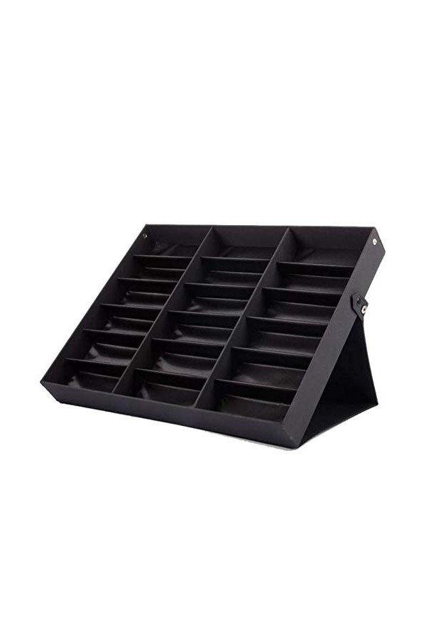FLLXSMFC Boîte de rangement pour lunettes de soleil avec 18 compartiments Noir