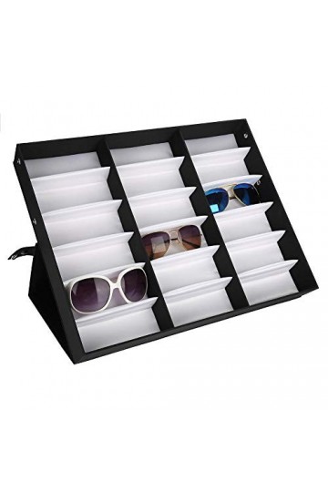 needlid Boîte de Rangement de Lunettes de Soleil, Organisateur de Lunettes, boîte daffichage de Lunettes, 18 grilles pour la
