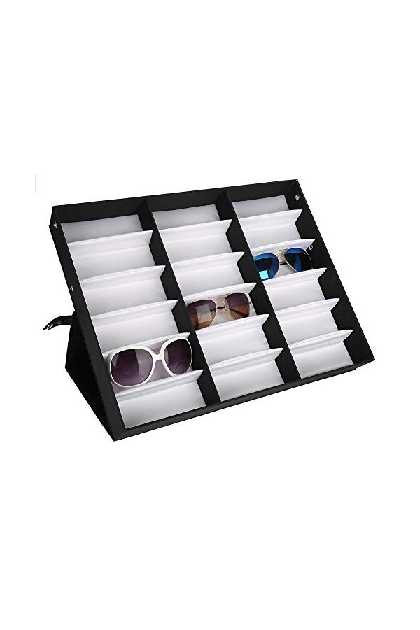 needlid Boîte de Rangement de Lunettes de Soleil, Organisateur de Lunettes, boîte daffichage de Lunettes, 18 grilles pour la
