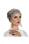 Carebell Elegance Black Abstract Turban oncologique en bambou et coton pour chimiothérapie ou alopécie, Gris perle, Taille Un